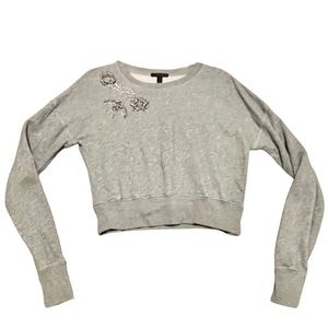 J.Crew Embellished Gray Cropped Sweater – Size Small